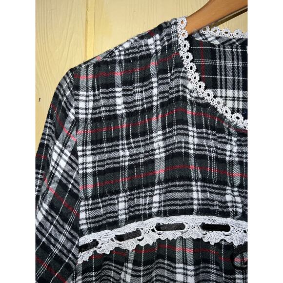 Blair Sleepshirt Nightgown Womens Large Flannel Plaid Cotton Grannycore Grandma - Picture 6 of 8